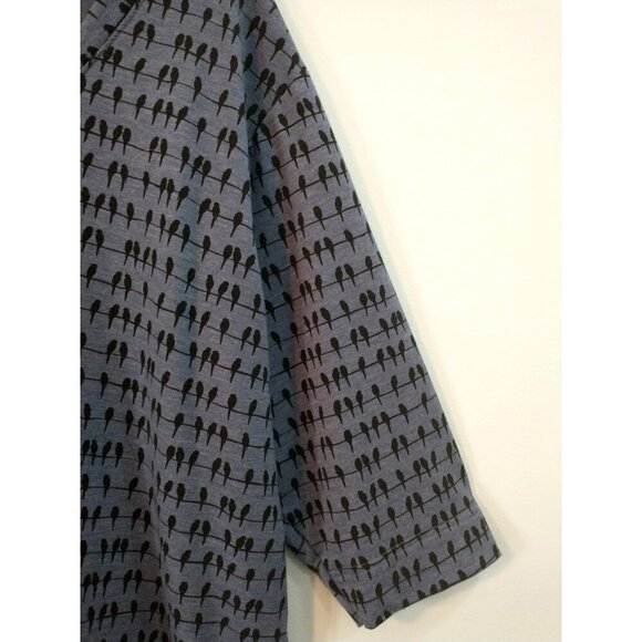 Jane And Delancey Pullover V-Neck Tunic Oversized Birds On Wire Blue Navy - 2X - Picture 3 of 8
